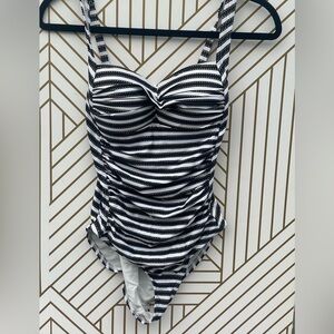 Striped Black and White Kids Swimsuit